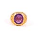 Designer Ring for Women in Solid 925 Sterling Silver with Amethyst Gemstone and 18k Vermeil Gold